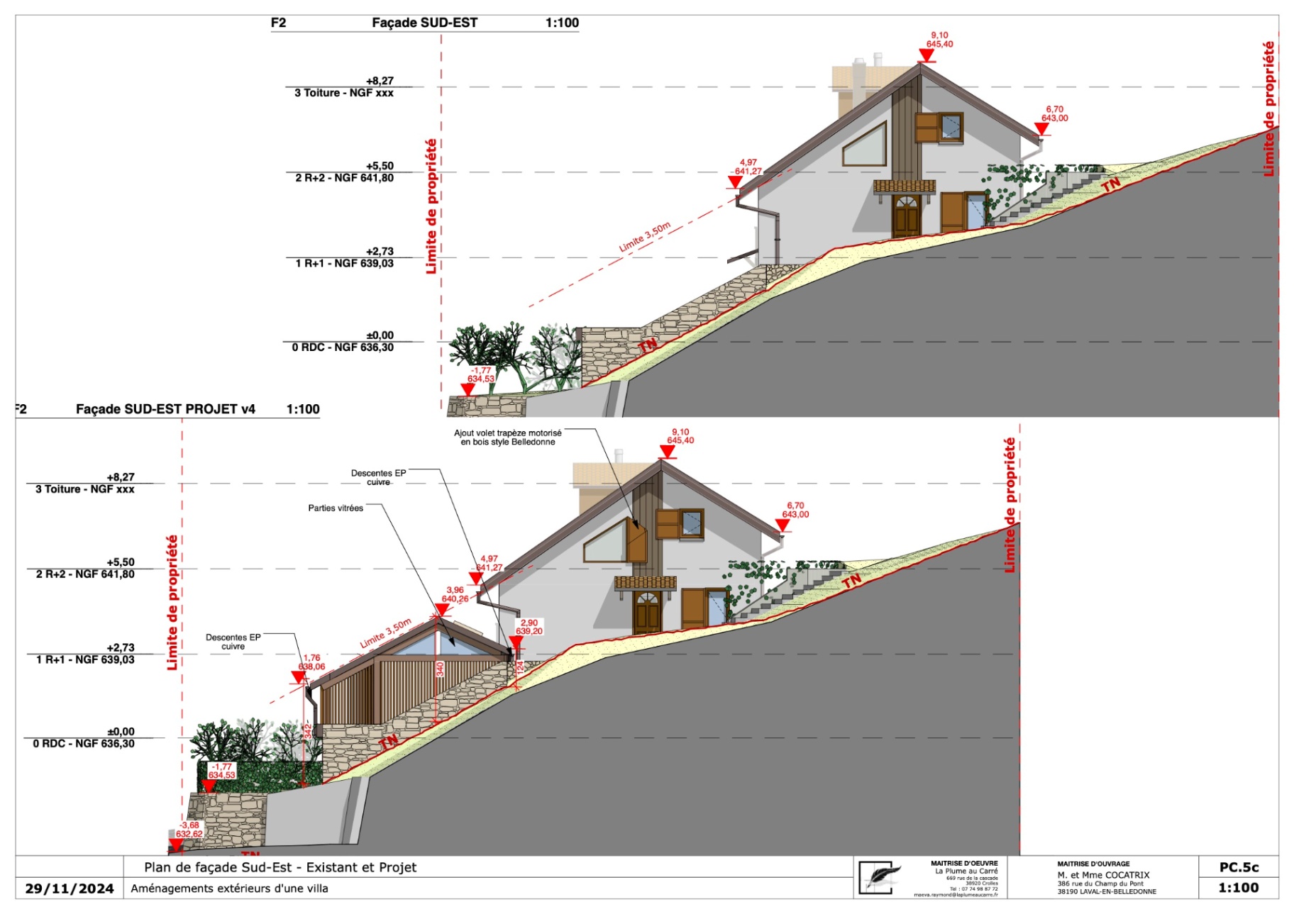 PC.5c Plan de façade Sud-Est - Existant et Projet.jpg